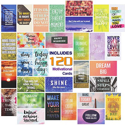 Outus 120 Pieces Motivational Cards Encouragement Inspirational Quote Cards Positive Affirmations Assorted Gratitude Cards 30 Styles Business Mini Kindness Note Cards for Student Kids Teachers