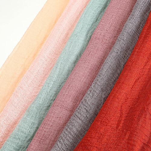 Geyoga 6 Pcs Women Scarf Shawl Hijab Scarves Cotton Crinkle Hijab for Women Blend Shawl Crinkle Wrap Head for Seasons - color: Vivid Colors
