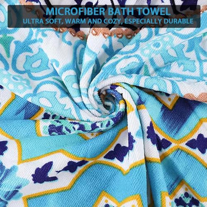 Pafusen Round Mandala Beach Towel Blanket/Boho Hippie Tapestry, Roundie Yoga Meditation Mat Picnic Rug, Bohemian Table Cloth with Tassels, Terry Towel Material, 60 inch Cute Towels, Gifts for Women