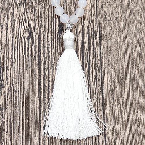 mala Beads Necklace for Women Man, mala Bracelet, Prayer Beads Necklace - color: white agate