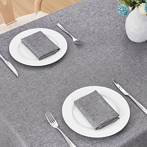 Rectangle Tablecloth Linen Textured Waterproof & Stain Resistant Table Cloth Wrinkle Free Decorative Fabric Farmhouse Table Cover for Dining/Party/Buffet/Wedding, 52 x 70 Inch, Dark Grey