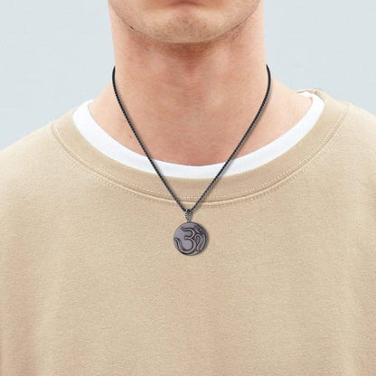 COAI OM Buddha Prayer Necklace Black Obsidian Necklace for Men Women