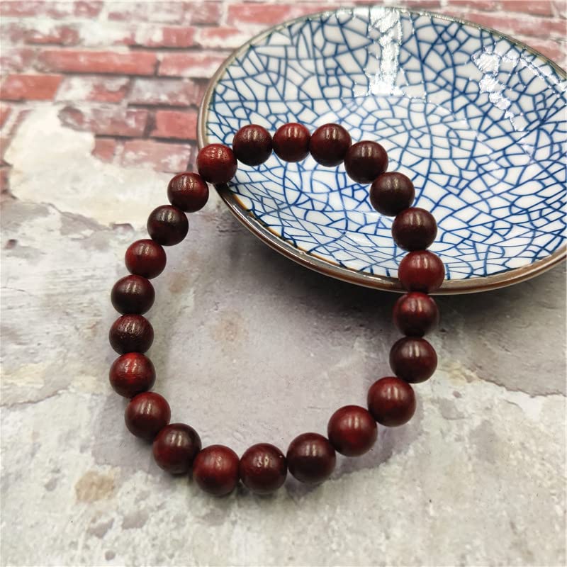 COLORFUL BLING Handmade Wooden Prayer Beaded Bracelet for Men Women Tibetan Buddhist Meditation Mala Beaded Stretch Bracelet Bangle Wood Jewelry - color: red