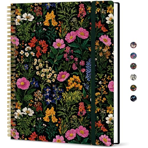 Large Spiral Lined Journal for Women, 8.5" x 11" Notebooks for Work Collge Ruled, A4 Aesthetic Cute Journaling Notebooks for Writing, Plastic Cover, Abundant Floral - color: Z-Abundant Floral