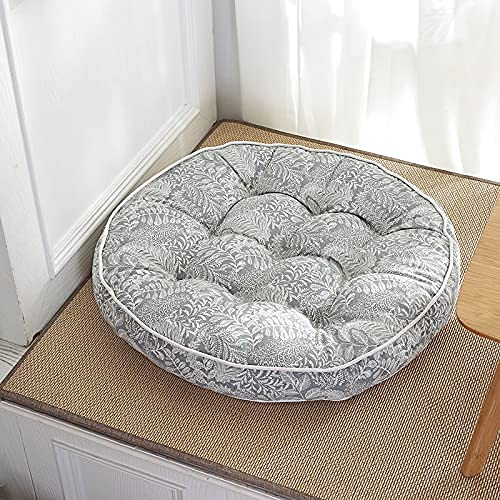 SRHWBF Meditation Cushion 23inch Round Floor Pillow Large Floor Cushion Yoga Cushion Cotton Linen Cushion for Indoors and Outdoors Terrace