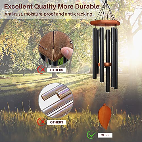 38" Sympathy Wind Chimes for Outside Deep Tone, Memorial Loss of a Loved, Large Wind Chimes with 6 Thicken Tubes & Hook, Outdoor Souvenir Mother, Garden Decor - size: 38IN black