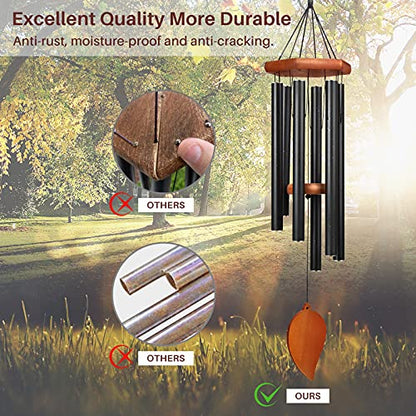 38" Sympathy Wind Chimes for Outside Deep Tone, Memorial Loss of a Loved, Large Wind Chimes with 6 Thicken Tubes & Hook, Outdoor Souvenir Mother, Garden Decor - size: 38IN black