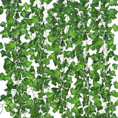 12 Pack Fake Vines for Room Decor Artificial Ivy Garland with Clip Green Flowers Hanging Plants Faux Greenery Leaves Bedroom Aesthetic Decor for Home Garden Wall Wedding