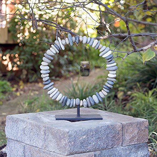 Natural River Stacked Stone Ring on Stand Zen Garden Decoration Statue (Large)