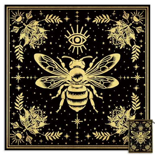 Tarot Altar Cloth Evil Eye and Bee Print Card Table Tablecloth Celestial Mushroom Tablecloth with Tarot Bag for Reading Rituals Crystals Spiritual Divination Witchcraft Supplies - color: Evil Eye and Bee