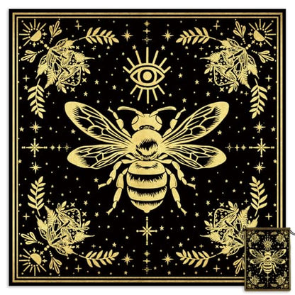 Tarot Altar Cloth Evil Eye and Bee Print Card Table Tablecloth Celestial Mushroom Tablecloth with Tarot Bag for Reading Rituals Crystals Spiritual Divination Witchcraft Supplies - color: Evil Eye and Bee