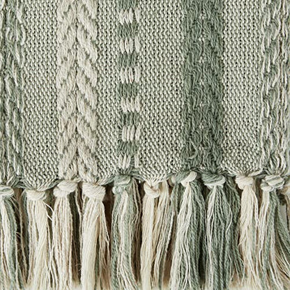 DII Braided Striped Decorative Throw Blanket, 50x60, Artichoke - color: Artichoke