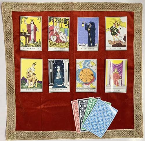 SMMS Spiritual Velvet Table Cloth Altar Tarot Spread (Red, Small- 46cm*46cm/ 18inch*18inch) - color: Red, size: Small- 46cm*46cm/ 18inch*18inch