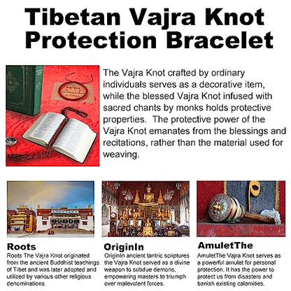 Authentic blessed Tibetan monks handmade Dorje Knot protection bracelet for women and men with a talisman