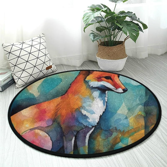 Non-Slip 3ft Round Area Rug Fox Mat Soft Washable Perfect for Kitchen Living Room Bedroom Bath - color: Color-7, size: 3' (Round)