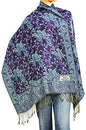 Falari Women's Reversible Paisley Pashmina Shawl Wrap Scarf For Evening Dresses Festivals Any Occasions All Seasons 80"x27" - color: Style 1 - Dark Purple & Turquoise