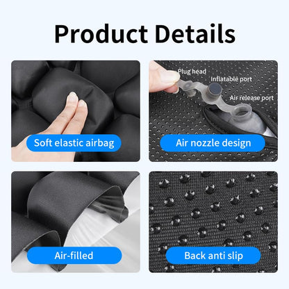 Starlo Sondour Travel Seat Cushion, Airplane Cushion Long Flight, Portable Airline Cushion with Air Pump, Wheelchair Cushion;Pressure Relief Inflatable Seat Cushion (Round Black) - color: Round Black