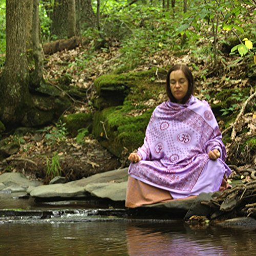 Prabhuji's Gifts Meditation Yoga Prayer Shawl with Om Symbol, Purple Multi-Use Wrap - Unisex