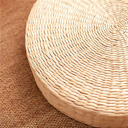 Emivery Woven Straw Cushion Tatami Floor Sitting Pillow Round Woven Yoga Mat for Home Dining Room Outdoor Garden Decor 15.7 inches