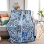 NEWLAKE Quilted Throw Blanket for Bed Couch Sofa, Blue Classic Bohemian, 60X78 Inch - color: Blue