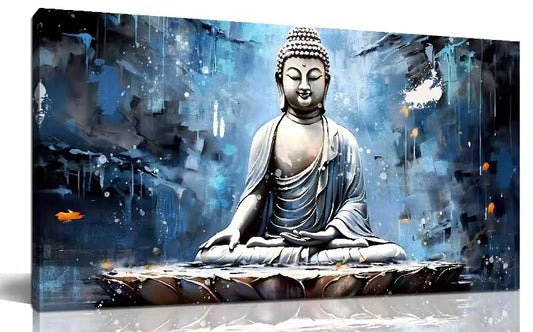 Blue Canvas Wall Art for Bedroom Office Meditation Wall Decor Buddha Wall Art Yoga Wall Decor 40 x 20 Inch - color: Blue3, size: 40"L x 20"W