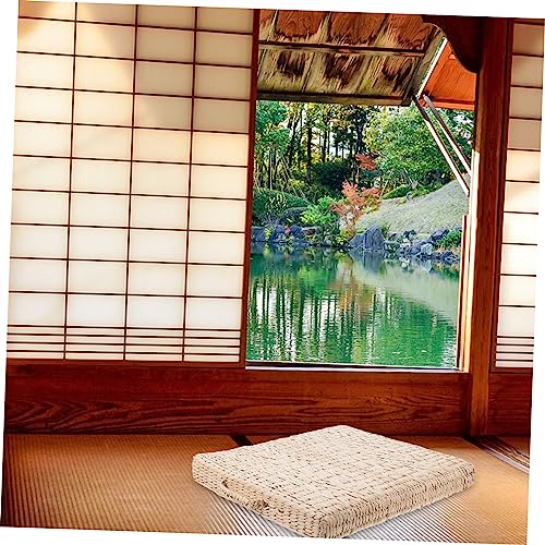 Handmade Woven Meditation Cushion Tatami Floor Mat for Yoga Relaxation Comfortable Square Seat Pad Straw Design for Home Use