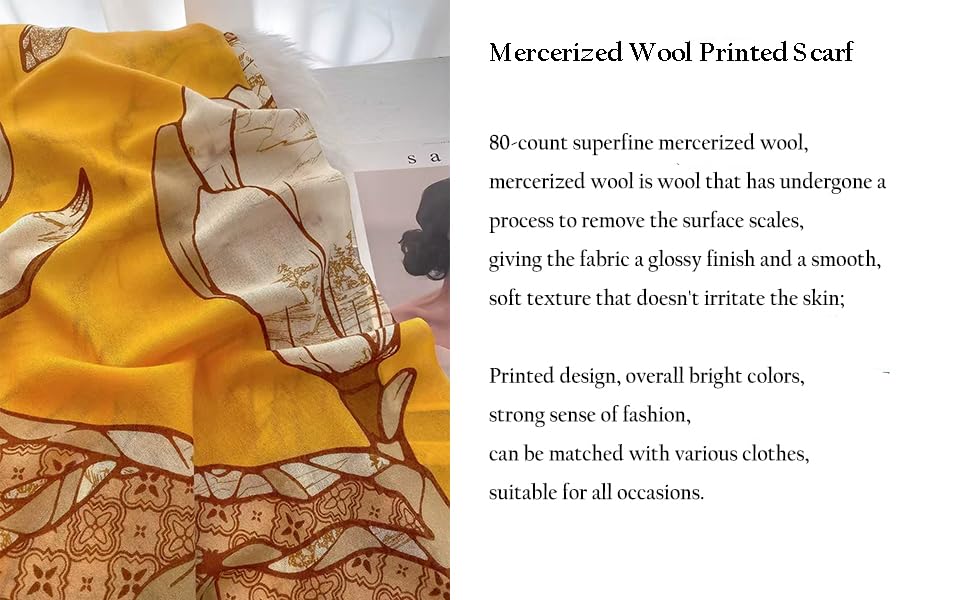 Cashmere-soft Mercerized wool Shawl Pashmina Lightweight Travel Wrap & Evening Scarf |Office |Wedding - color: Flower Shadow Lemon Yellow
