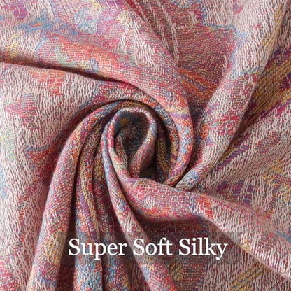 Paisley Pashmina Rave Shawl Scarf-Women's Reversible Ethnic Jacquard Pashmina Wraps for Travel - color: A#. Pink+khika