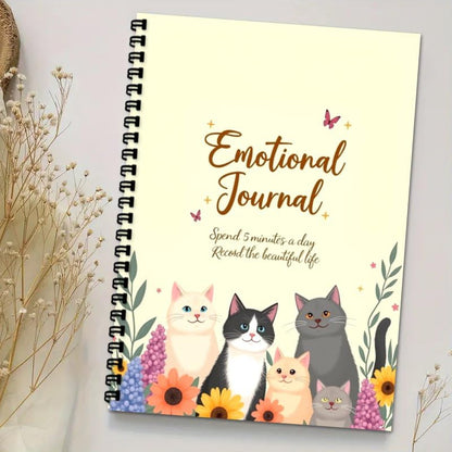 100 Pages The Emotions Journal, A5 Guided Mental Health & Self Care Diary with Daily Mood Tracker for Women & Wellness Prompts (Cat D) - color: Colorful-B