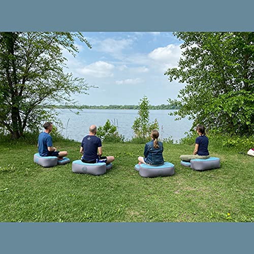 Modern Comfort Inflatable Meditation And Yoga Cushion Set by ZenGo™ - Seat (Zafu) + Mat (Zabuton)⎟ Yoga Bolsters - Two Sizes⎟ Includes Multi-Use Inflator ⎟ Indoor and Outdoor Use ⎟High Seat [5.5”-9”] - size: High Seat [9”]