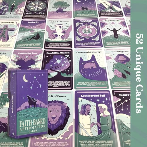 PURPLE CANYON Faith-Based Affirmation Cards – Daily Scripture & Prayer Cards with Bible Verses | Christian Gifts for Women’s Encouragement & Inspiration | 52-Card Deck - style: Faith-Based Affirmation Cards