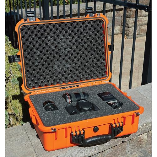 Strongway 20in. Plastic Waterproof Storage Case With Foam, Ammo Box, Fit Use of Drones, Camera, Equipments, Pistols,(Orange) - color: Orange