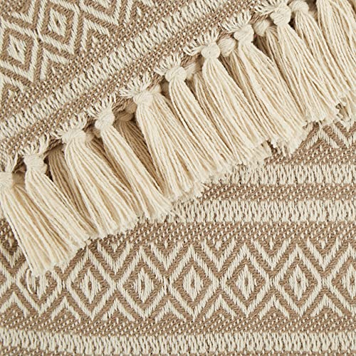 DII Global Diamond Stripe Woven Throw, 50x60-Inch, Stone - color: Stone