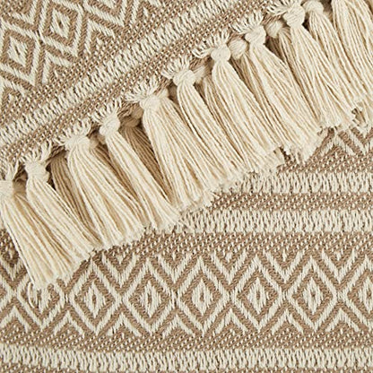 DII Global Diamond Stripe Woven Throw, 50x60-Inch, Stone - color: Stone
