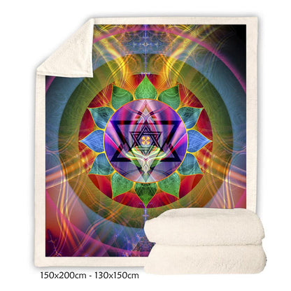Chakra Throw blanket | Meditation Fleece Blanket | Soft | Ray Of Love (Small) - size: Small