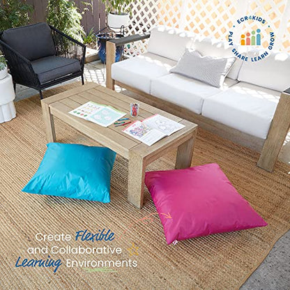 ECR4Kids Jumbo Indoor/Outdoor Kids Floor Pillow Cushion, 27in x 27in, Classroom Essentials, Raspberry - color: Raspberry