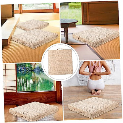 PRETYZOOM Handmade Straw Seat Mat Yoga Meditation Pad Decorative Floor Pillow Indoor Welcome Mat
