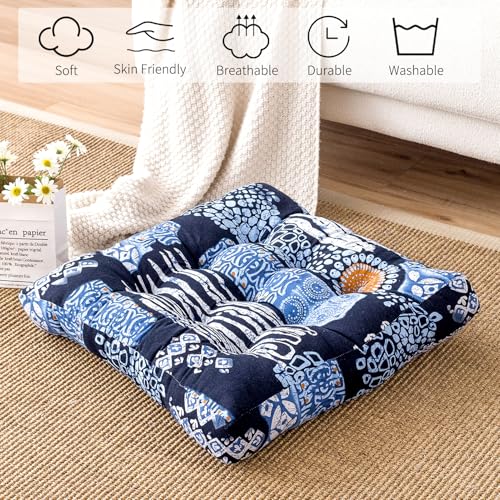 Square Meditation Floor Cushions,Large Floor Pillow Sitting for Adults and Kids,Boho Seats for Balcony Bedroom Tatami Living Room,22x22 Inch