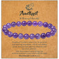 MAIBAOTA Healing Crystal Bracelet for Women Men, 8/4 mm Natural Stone Beaded Bracelets, Jewelry Birthday Gifts, Round Gemstones Stretch Bracelets - color: Purple-Amethyst, size: 8 mm