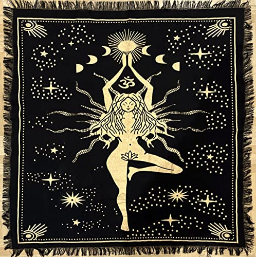 Indian Consigners Witchcraft Supplies Tarot Spread Alter Cloth Triple Altar - color: Black, size: 18" x 18" (Square)