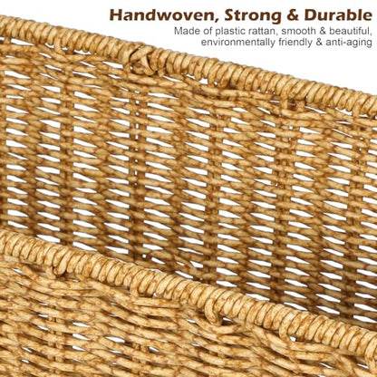Healeved Woven Storage Basket with Handle 14.96X10.03X5.90In Desktop Organizer for Toys Clothes Sundries Household Storage