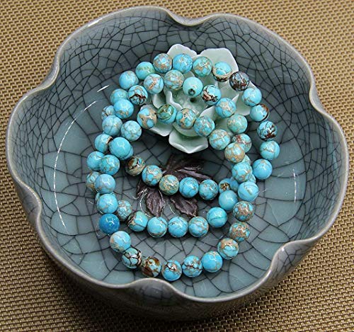 Angelstones Handmade Natural Healing Gemstone 8mm Round Beads Stretch Crystal Bracelet 7 Inch Unisex - color: Turquoise Green Sea Sediment Jasper