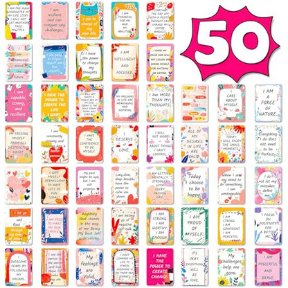 50 Pcs Positive Affirmations Cards, 2.52 * 3.5 Inch Inspirational Motivational Cards for Women, Employees Coworkers, and Kids, Blank Back