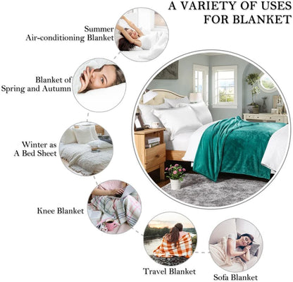 HYSEAS Flannel Fleece Throw Blanket Teal - Super Soft Plush Microfiber Solid Blanket for Couch, Bed, Chair, Sofa - Fuzzy Cozy Lightweight - 50x60 Inch - color: Teal