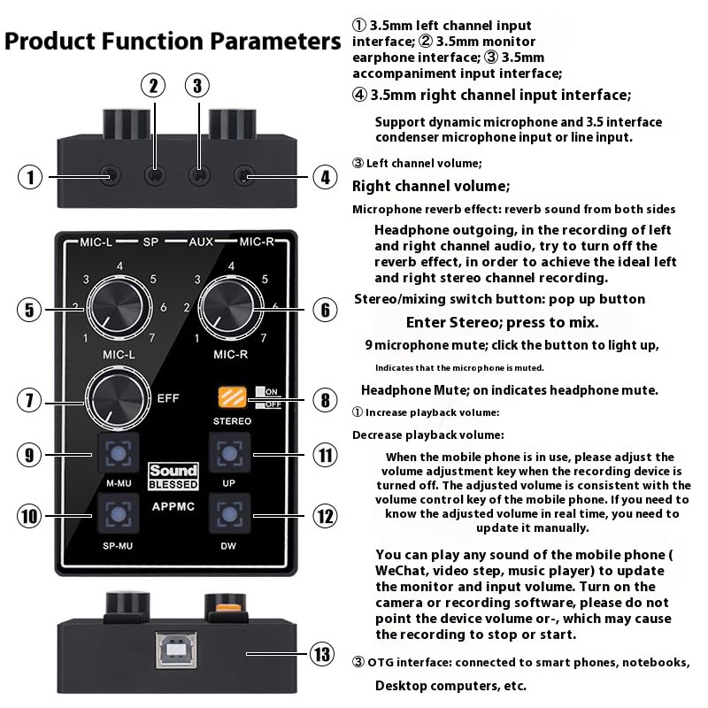 CH02 ASMR Sleep Aid Hoping Sound Control Instruments Left and Right Binaural Sound Card Immersive Recording for ASMR Live, Eat, Recording, Interview, Musical Instruments and More