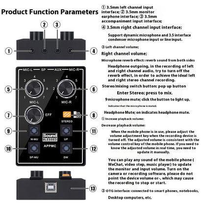 CH02 ASMR Sleep Aid Hoping Sound Control Instruments Left and Right Binaural Sound Card Immersive Recording for ASMR Live, Eat, Recording, Interview, Musical Instruments and More