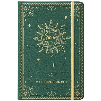 Artfan Ruled Notebook/Journal – Premium Thick Paper Faux Leather Classic Writing Notebook with Pocket + Page Dividers Gifts, Banded, Large, 144 Pages, Hard Cover, Lined (5.8 x 8.4) - Dark Green - color: Dark Green