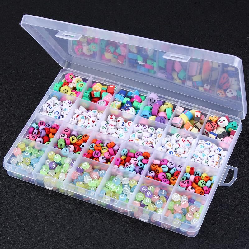 24 Grids Clear Plastic Organizer Box with Adjustable Dividers, Small Craft Organizers and Storage, Clear Compartment Container Storage for Jewelry, bead, DIY Crafts, Fishing Tackles, Small Parts