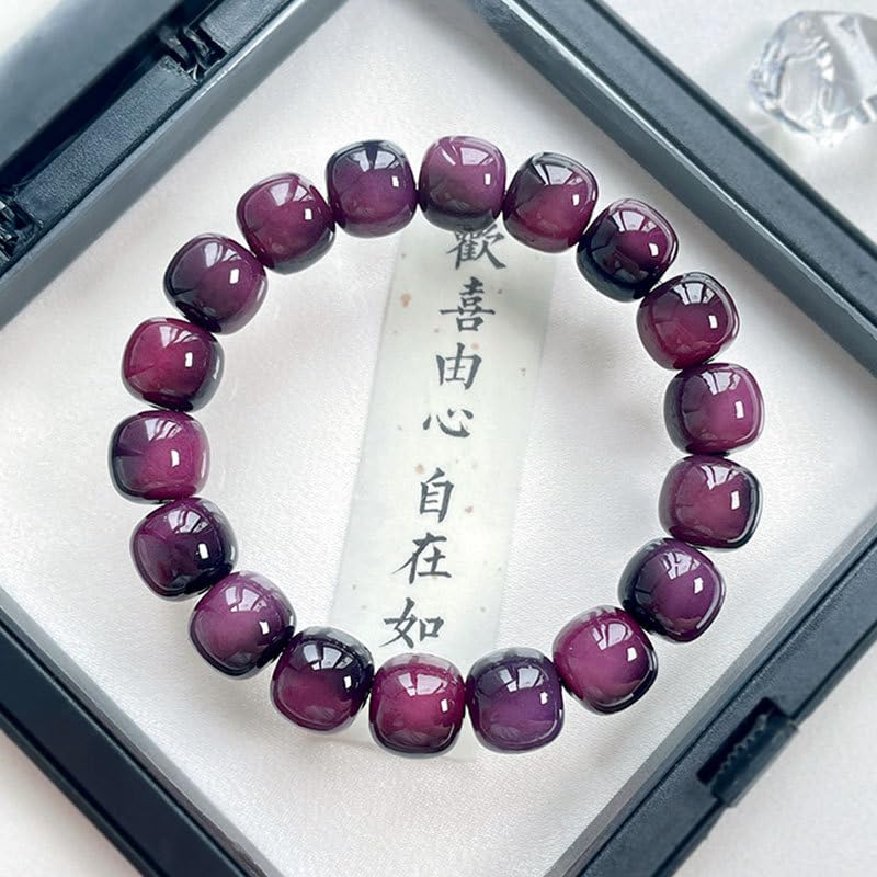 MUDI Bracelet For Women, Bodhi Seed Beads Bracelets Fidget Healing Energy Protection Stretch to My Man Jewelry Gift - color: Round Purple Like Grape