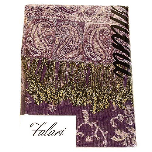 Falari Women's Reversible Paisley Pashmina Shawl Wrap Scarf For Evening Dresses Festivals Any Occasions All Seasons 80"x27" - color: Style 1 - Purple